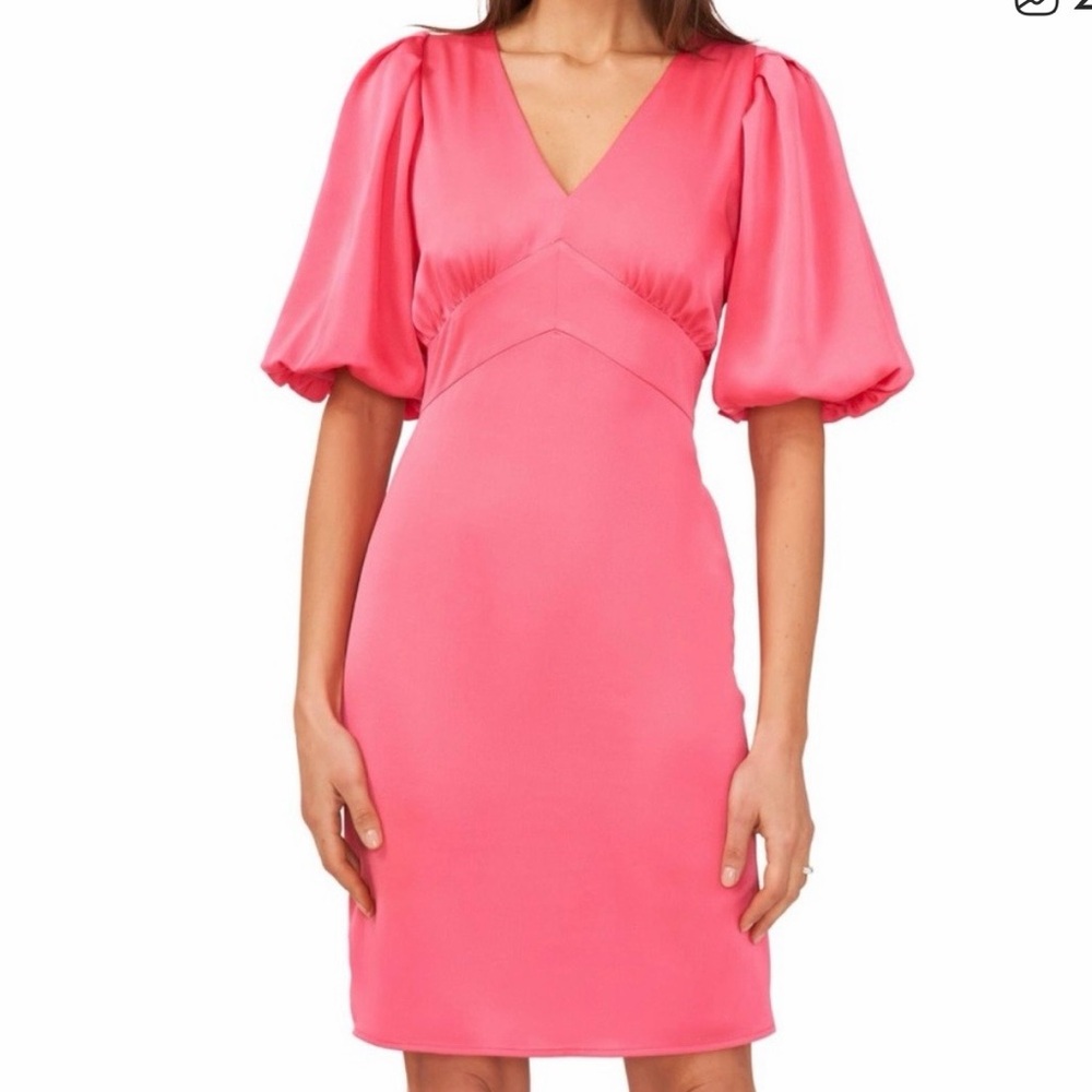 Halogen pink puff sleeve satin dress size XS